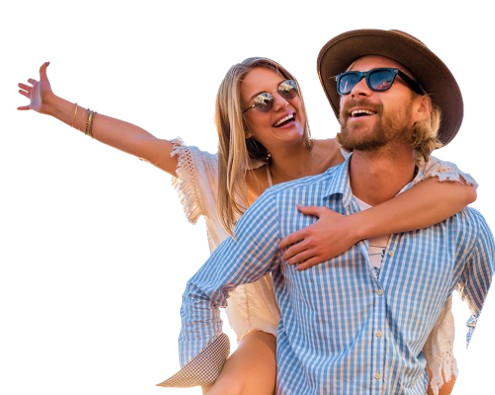 Happy couple enjoying travel